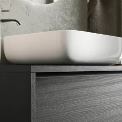 Mobile bagno a terra 105cm con lavabo 2 cassetti nero frassinato Absolut