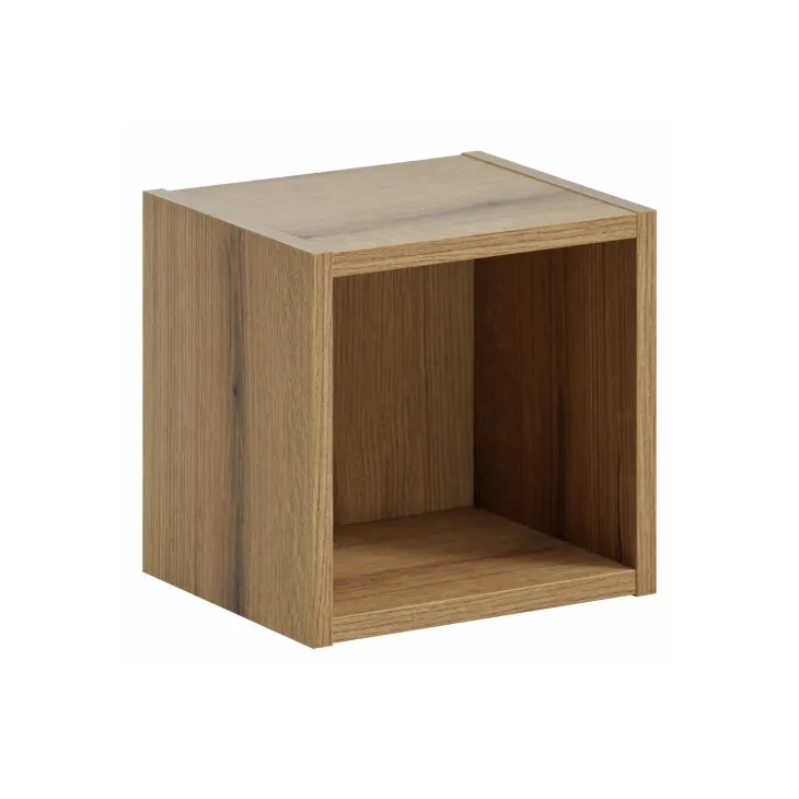 Mobile bagno sospeso cannettato 100cm con lavabo e colonna bianco rovere Cleany