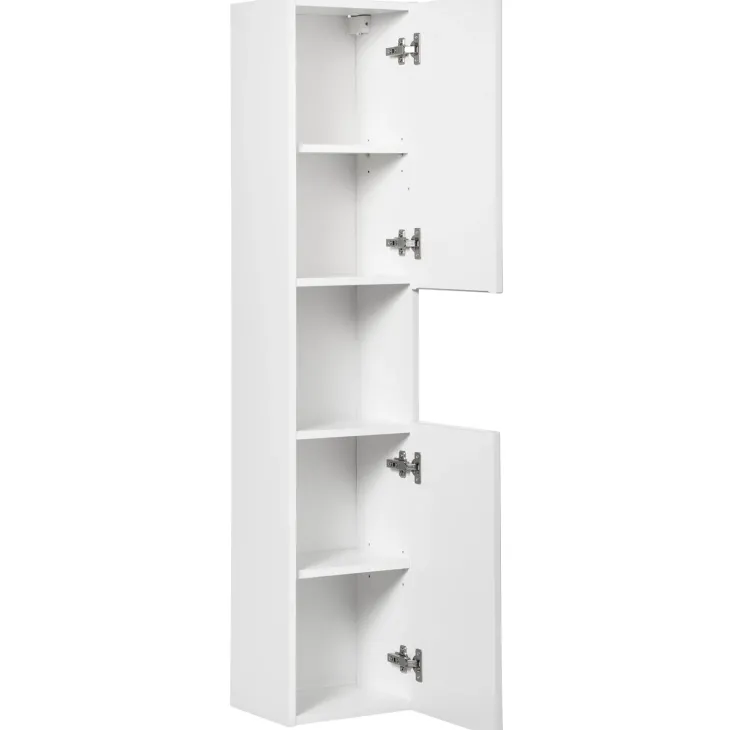 Mobile bagno sospeso cannettato 80cm con lavabo e colonna bianco rovere Cleany