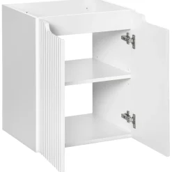 Mobile bagno sospeso cannettato 120cm 4 ante e 2 vani bianco rovere Cleany