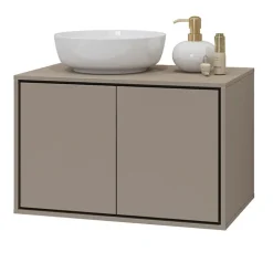Mobile bagno sospeso 78cm 2 ante tortora nero Linda