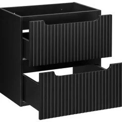 Mobile bagno sospeso 80cm cannettato 2 cassetti e vani nero rovere Cleany