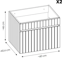 Mobile bagno sospeso 140cm cannettato 2 cassettoni beige Autentic