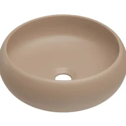 Mobile bagno sospeso 100cm cannettato con lavabo, colonna e specchio beige Autentic