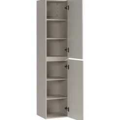 Mobile bagno sospeso 100cm cannettato con lavabo, colonna e specchio beige Autentic