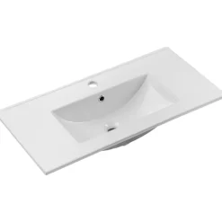 Mobile bagno sospeso 80cm cannettato con lavabo 2 ante nero Cleany