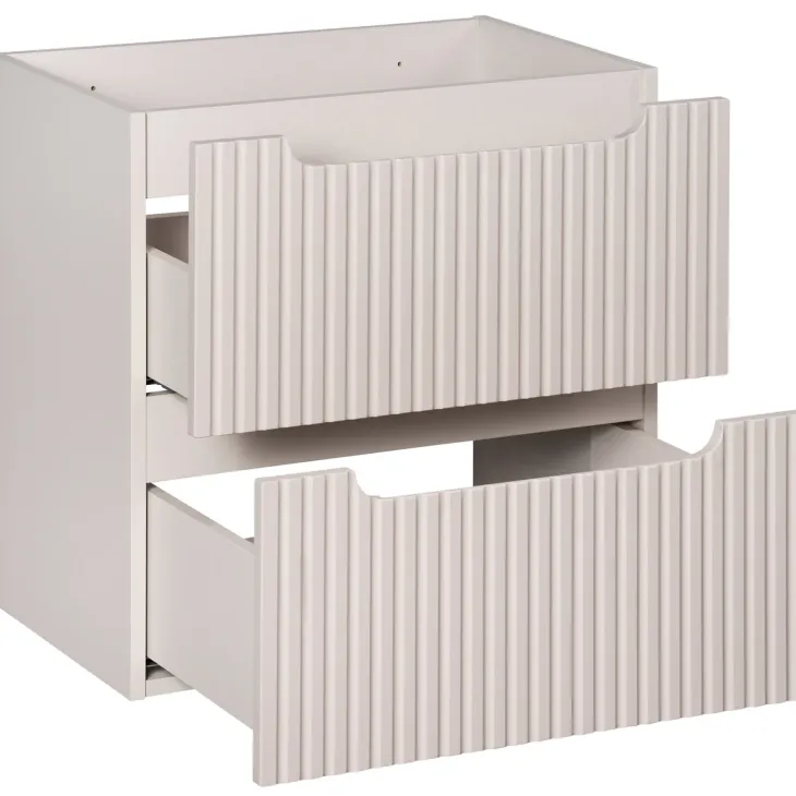 Mobile bagno sospeso 140cm cannettato 4 cassetti beige rovere Cleany