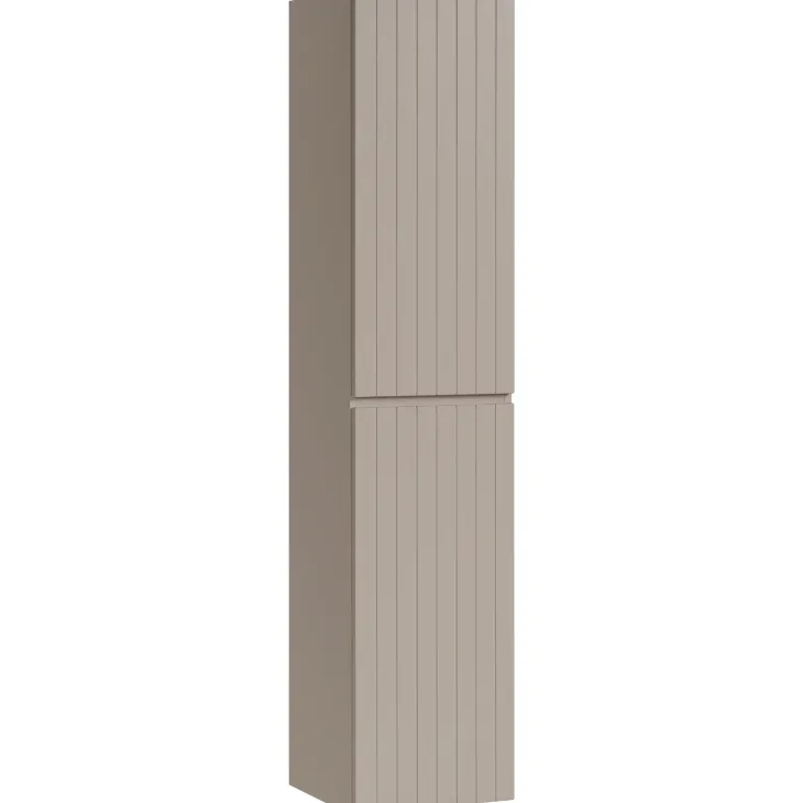 Mobile bagno sospeso 60cm cannettato con lavabo, colonna e specchio beige Autentic