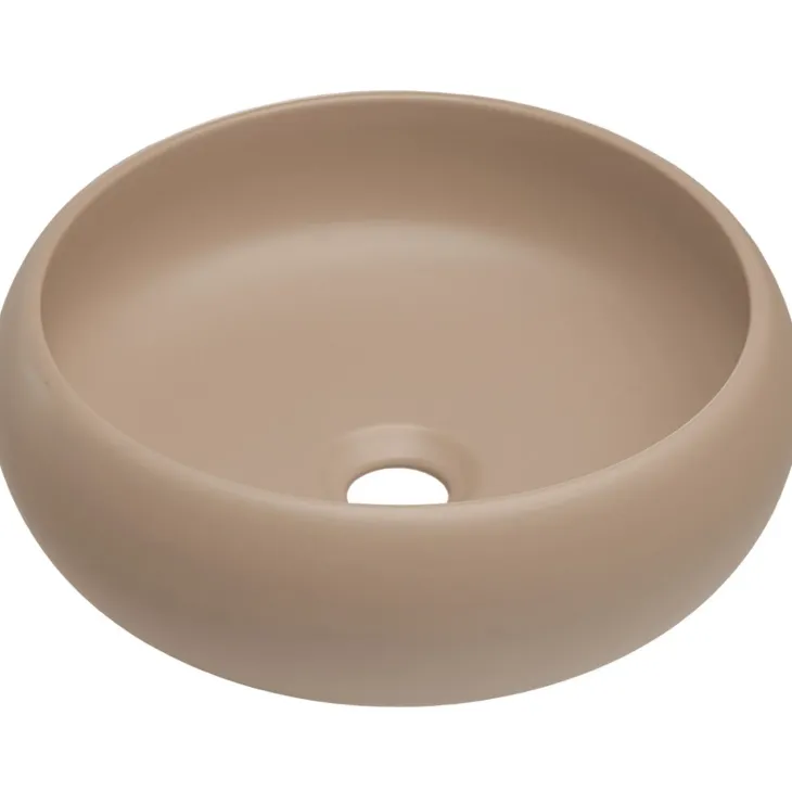 Mobile bagno sospeso 80cm cannettato con lavabo, colonna e specchio beige Autentic