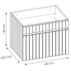 Mobile bagno sospeso 60cm cannettato con lavabo 1 cassettone rosa Autentic
