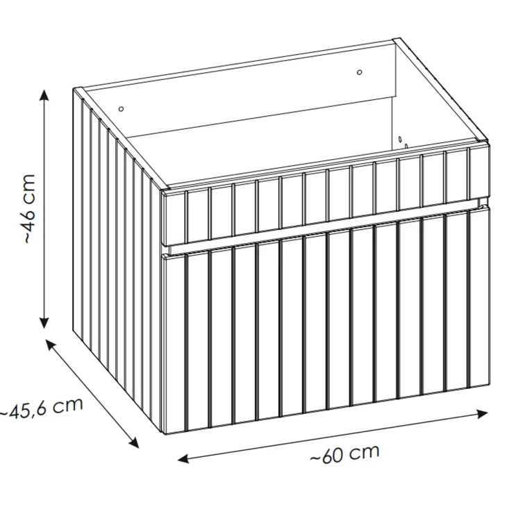 Mobile bagno sospeso 80cm cannettato 1 cassettone e vani rosa Autentic
