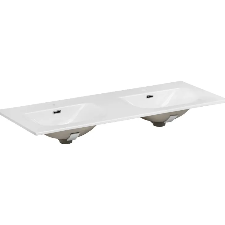 Mobile bagno sospeso 120cm cannettato con 2 lavabi 2 cassettoni bianco Autentic