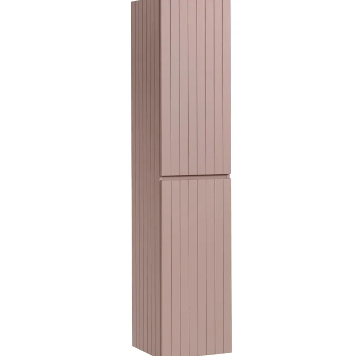 Mobile bagno sospeso 80cm cannettato con lavabo, colonna e specchio rosa Autentic