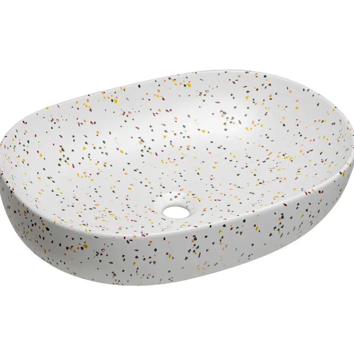 Mobile bagno sospeso 80cm cannettato con lavabo, colonna e specchio rosa Autentic