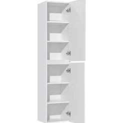 Mobile bagno sospeso 100cm cannettato con lavabo, colonna e specchio bianco quercia Autentic
