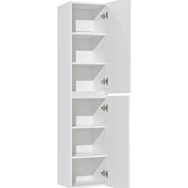 Mobile bagno sospeso 100cm cannettato con lavabo, colonna e specchio bianco quercia Autentic