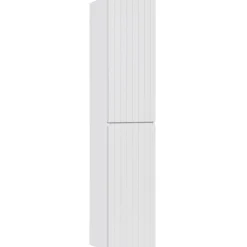 Mobile bagno sospeso 140cm cannettato con 2 lavabi, colonna e specchio bianco quercia Autentic