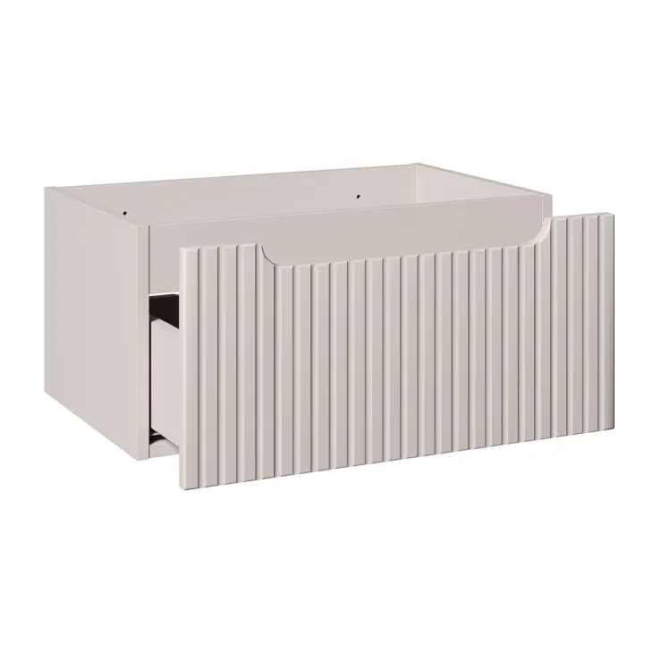 Mobile bagno sospeso 80cm cannettato con cassetto anta e vano beige rovere Cleany