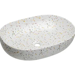 Mobile bagno sospeso 100cm cannettato con lavabo, colonna e specchio rosa Autentic