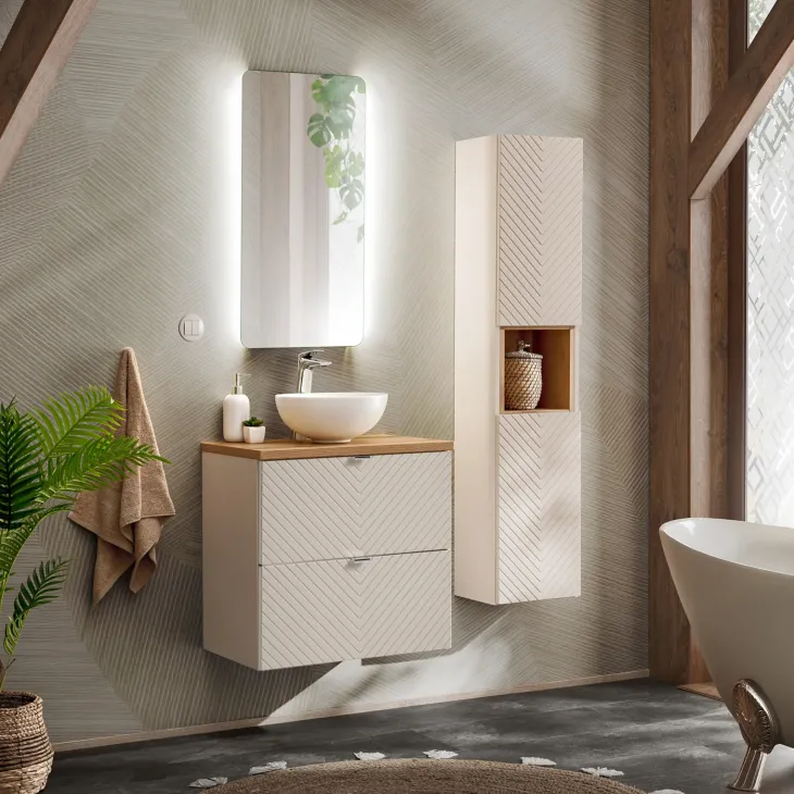 Mobile bagno sospeso 60cm 2 cassetti beige cashmere Neutry