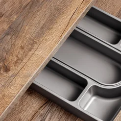 Mobile bagno sospeso 180cm 2 cassettoni e 2 cassetti attrezzati e 2 vani grigio quercia Serif