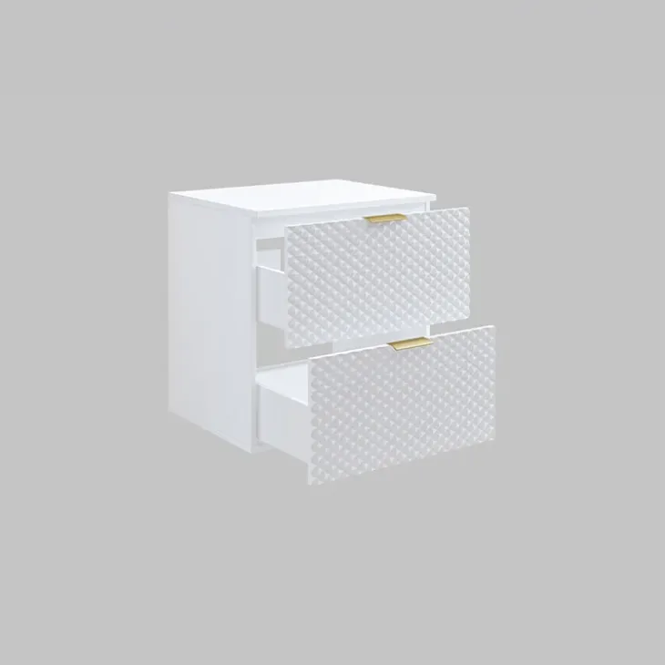 Mobile bagno sospeso 61cm 2 cassetti bianco frontali decorati Konny