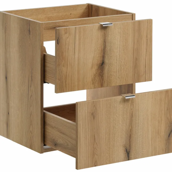 Mobile bagno sospeso 50cm 2 cassetti rovere nero Rovery