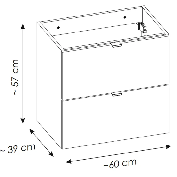 Mobile bagno sospeso 60cm 2 cassetti con lavabo rovere Rovery