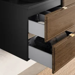 Mobile bagno sospeso 60cm 2 cassetti noce Walnuts