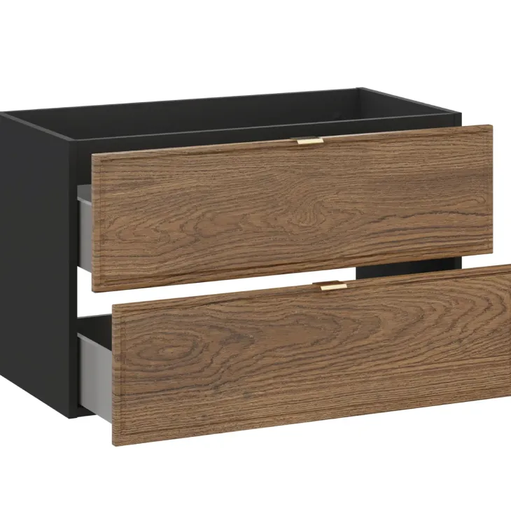Mobile bagno sospeso 80cm 2 cassetti noce Walnuts