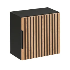 Mobile bagno sospeso 100cm cm con lavabo, specchio, colonna e cubotti quercia antracite Limpid