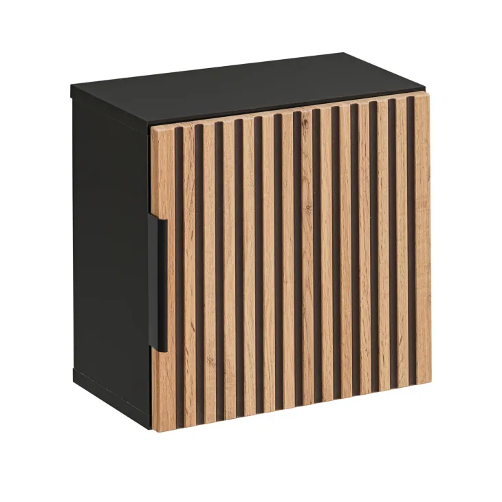 Mobile bagno sospeso 100cm cm con lavabo, specchio, colonna e cubotti quercia antracite Limpid