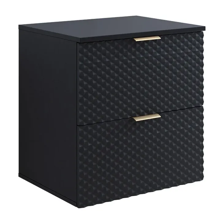 Mobile bagno sospeso 61cm con colonna nero frontali decorati Konny