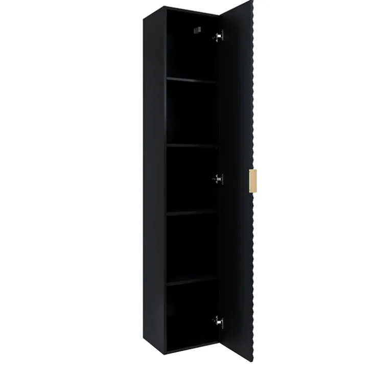Mobile bagno sospeso 61cm con colonna nero frontali decorati Konny