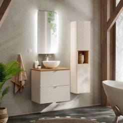 Mobile bagno sospeso 60cm con colonna beige cashmere Neutry