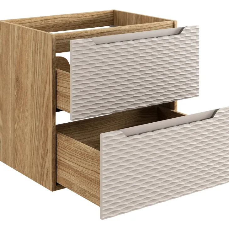 Mobile bagno sospeso 120cm con doppio lavabo da incasso beige rovere Swim