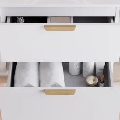 Mobile bagno sospeso 120cm con doppio lavabo 4 cassetti bianco Speranza