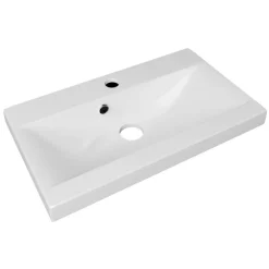 Mobile bagno sospeso 60cm con lavabo, specchio e 2 colonne vetrate grigio lucido bianco Luz