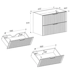 Mobile bagno sospeso 60 cm con lavabo quercia antracite Limpid