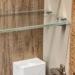 Mobile bagno sospeso 100cm con lavabo, mobile specchio e colonna grigio quercia Serif