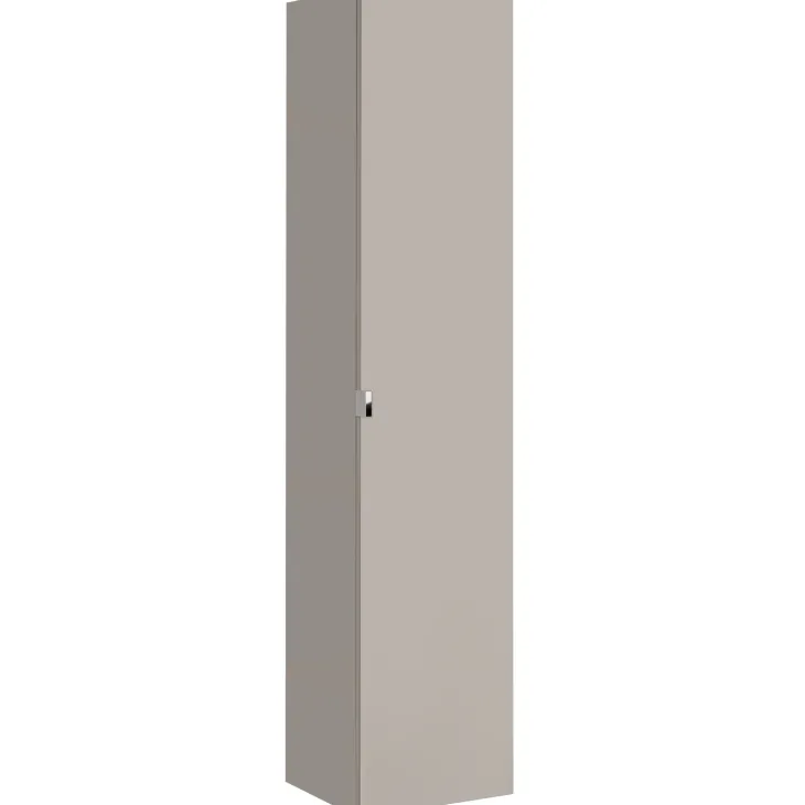 Mobile bagno sospeso 100cm con lavabo, mobile specchio e colonna grigio quercia Serif