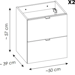Mobile bagno sospeso 100cm con 2 lavabi e colonna rovere Rovery