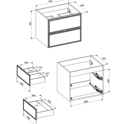 Mobile bagno sospeso 120cm con 2 lavabi, colonna e specchio noce Walnuts
