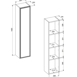 Mobile bagno sospeso 80cm con lavabo e colonna noce Walnuts