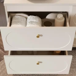 Mobile bagno sospeso 120cm fresato 4 cassetti beige Sand
