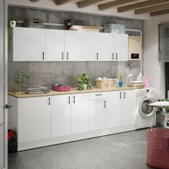 Mobile base sottolavello multiuso 80x90h cm componibile 2 ante bianco lucido rovere Kimera