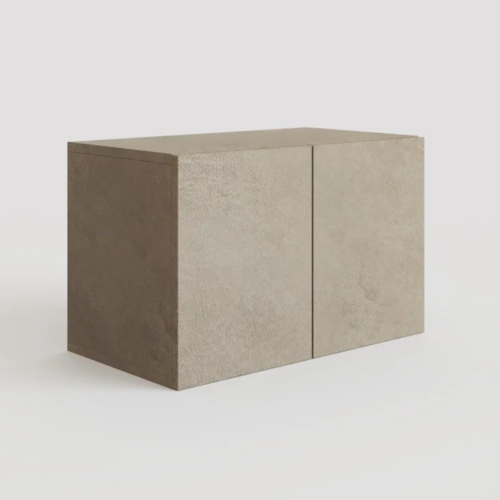 Mobile ingresso sospeso consolle 125x240h cm pannello cannettato tortora rovere chiaro Sunset Decor 1007