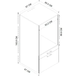 Mobile lavatrice e asciugatrice 134x144h cm con cassettoni antracite Water