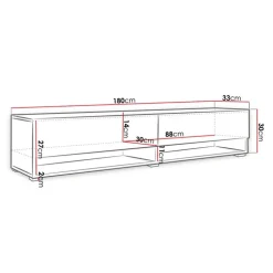 Mobile porta TV sospeso 180x30h cm 2 ante rovere Gregoria