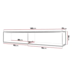 Mobile porta TV sospeso 180x30h cm 2 ante design bianco lucido rovere Silvia